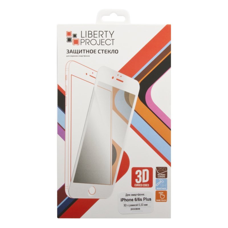 фото Защитное стекло Liberty Projekt Tempered Glass 3D для iPhone 6/6s Plus, 0L-00032623, с рамкой, розовый Liberty project