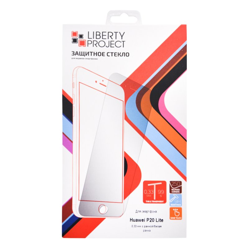 фото Защитное стекло "LP" для Huawei P20 Lite Tempered Glass 0,33 мм 9H (белая рамка) Liberty project