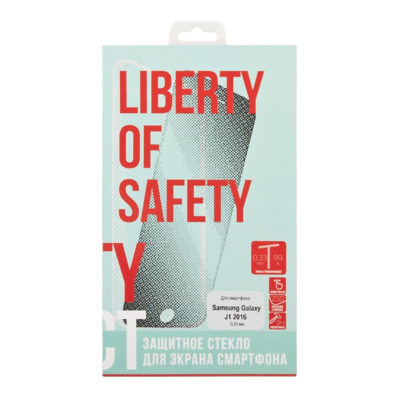 фото Защитное стекло "LP" для Samsung Galaxy J1 2016 Tempered Glass 0,33 мм, 9H (ударопрочное) Liberty project