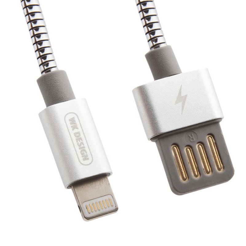 фото USB кабель WK Alloy WDC-039 Apple 8 pin, 0L-00034809, серебряный