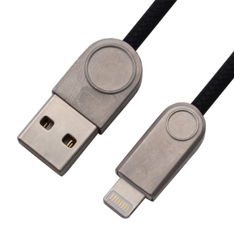 фото USB кабель Zetton USB SyncCharge Round Snake TPE Data Cable USB to Lightning, ZTUSBRSETBKA8, черный