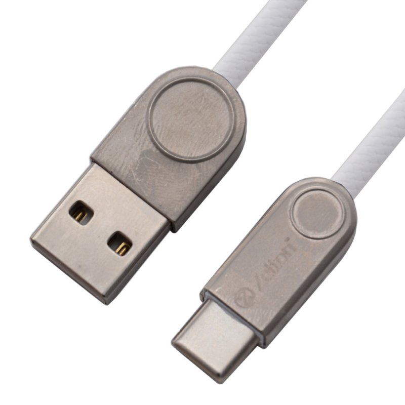 фото USB кабель Zetton USB SyncCharge Round Snake TPE Data Cable USB to USB-C, ZTUSBRSETWEUC, белый