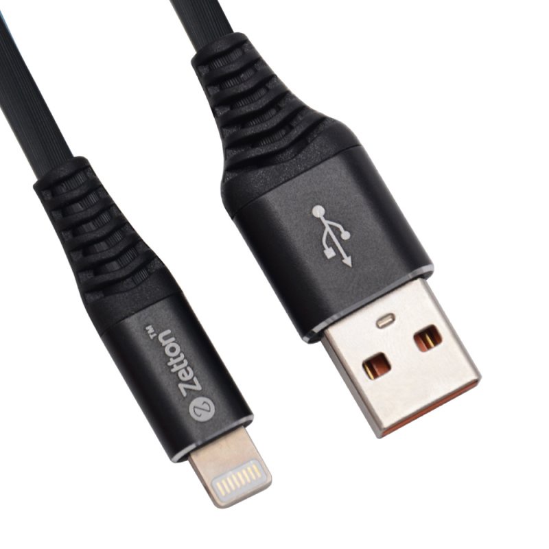 фото USB кабель Zetton USB SyncCharge Round Soft TPE Data Cable USB to Lightning, ZTUSBRSTBKA8, черный