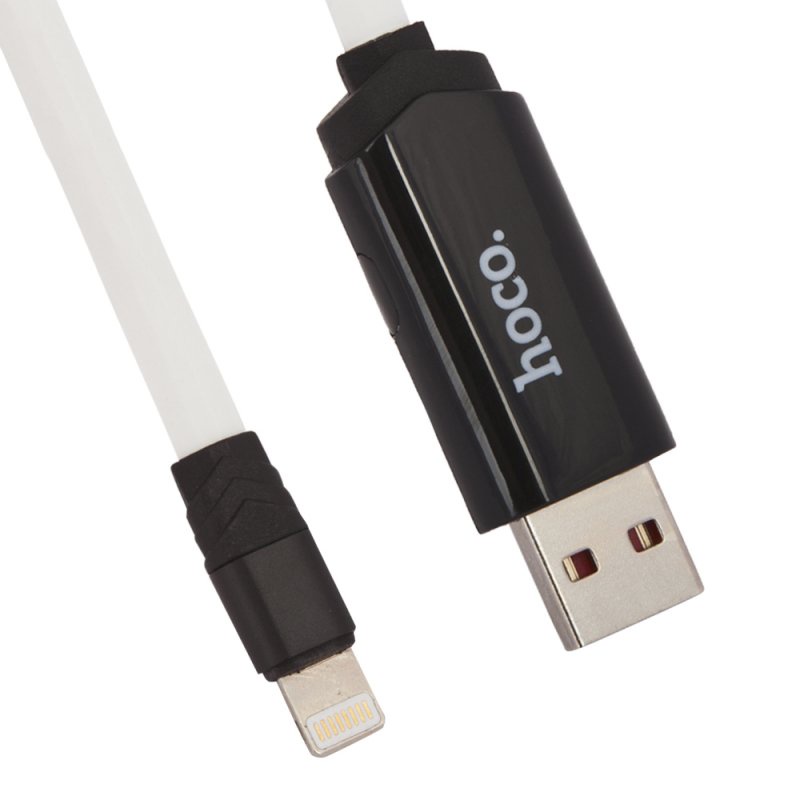 фото USB кабель Hoco Timing Lightning U29 LED 1 м, 0L-00038968, белый