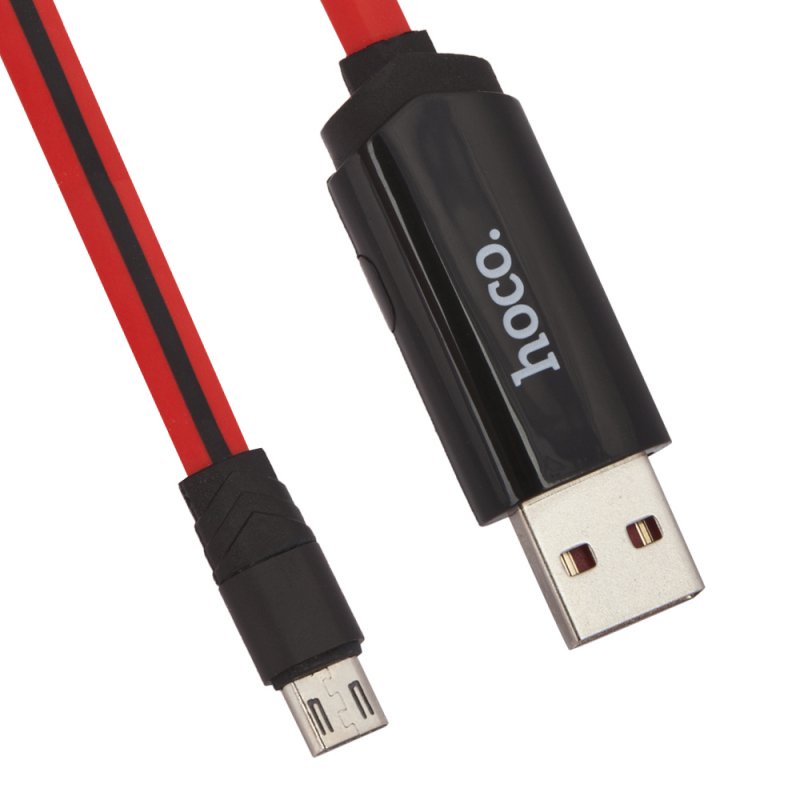 фото USB кабель Hoco Timing Micro U29 LED 1 м, 0L-00038969, красный