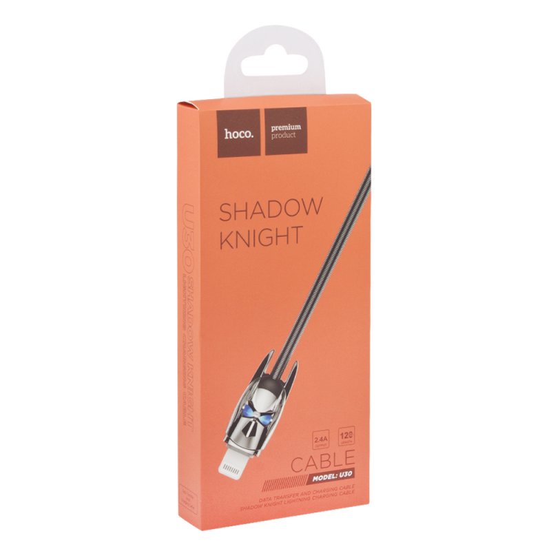 фото USB кабель Hoco Shadow Knight Lightning U30 1.2 м, 0L-00040319, черный