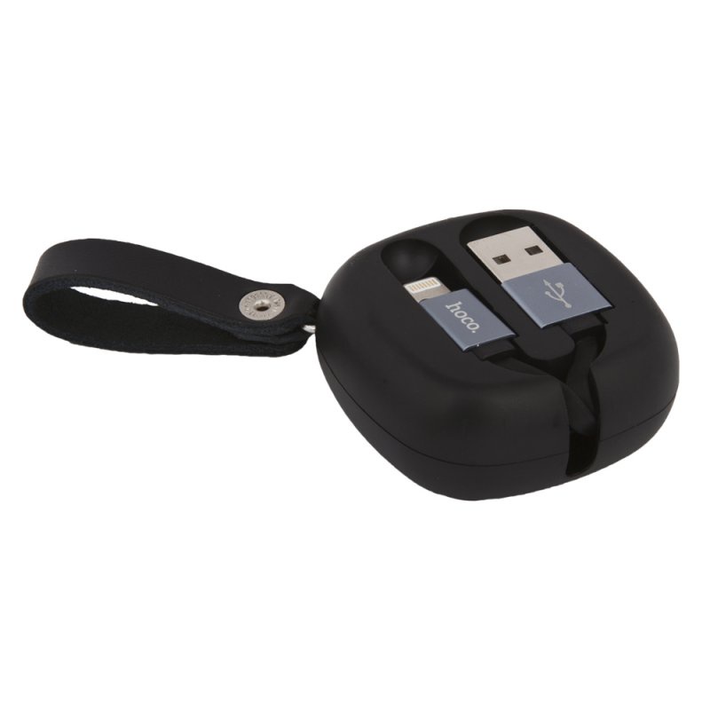 фото USB кабель Hoco Retractable Lightning U33 0.9 м, 0L-00038964, черный