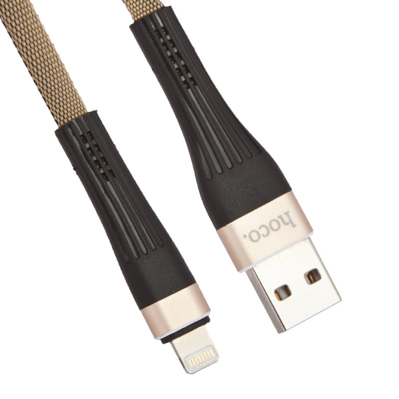 фото USB кабель Hoco Slender U39 Apple 1.2 м, 0L-00038961, золотой, черный