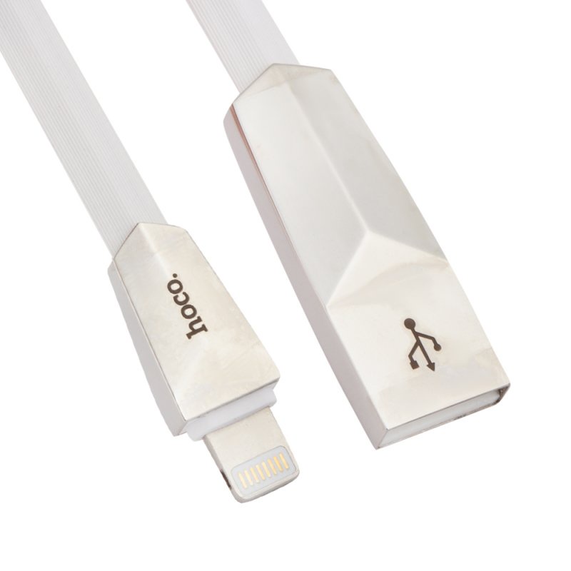 фото USB кабель Hoco X4 Zinc Alloy Rhombus Lightning 1.2 м, 0L-00037537, белый