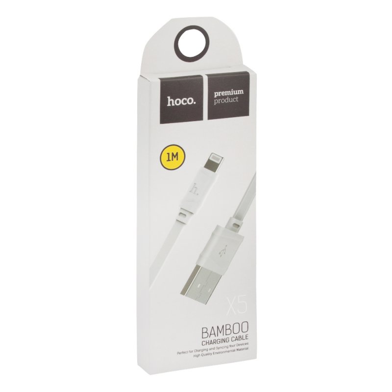 фото USB кабель Hoco X5 Bamboo Lightning 1 м, 0L-00037535, белый