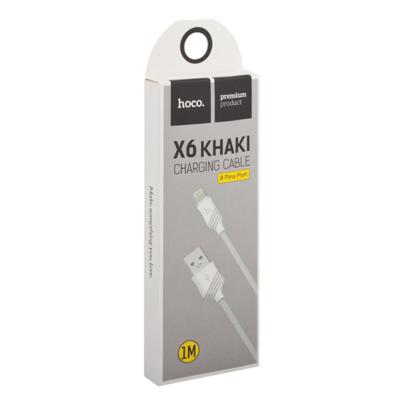 фото USB кабель Hoco X6 Khaki Lightning 1 м, 0L-00037533, белый