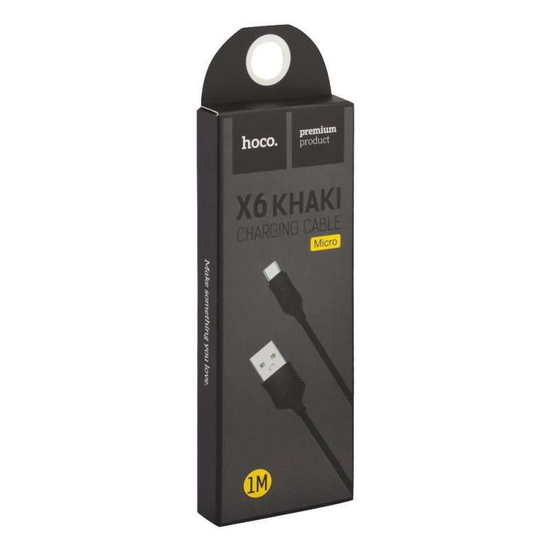 фото USB кабель Hoco X6 Khaki Micro 1 м, 0L-00037534, черный