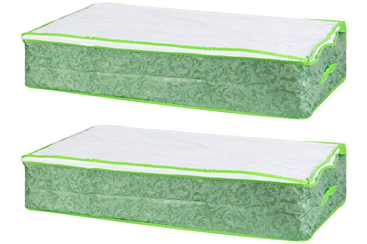 фото Кофр для хранения одеял и пледов EL Casa "Королевский узор", 371148_2, зеленый, 80 х 45 х 15 см