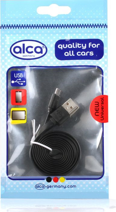 фото Кабель Alca Micro USB 2.0, 510610, плоский, 1 м, черный