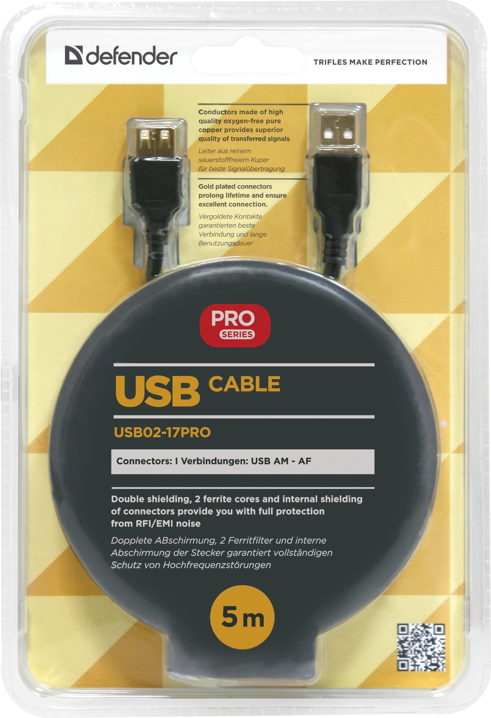 Usb defender. Кабель Defender usb02-17pro (87484). USB кабель Defender usb02-17. Кабель Defender USB - USB (usb02-17pro) 5 м. Defender.USB кабель.USB.02 17.Pro.USB 2 0 am.af.5.0m.