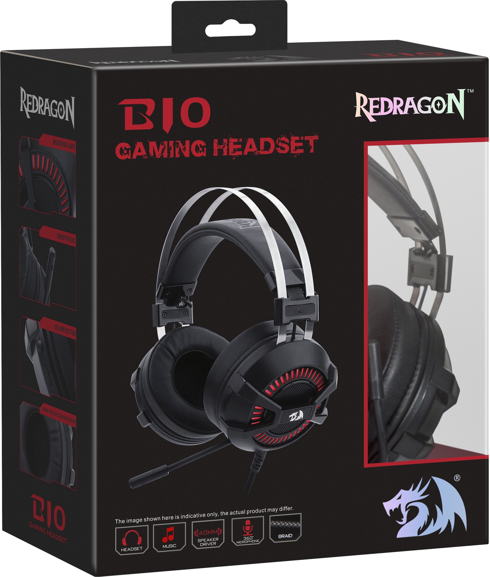 фото Игровые наушники Redragon Bio черный+красный, кабель 2 м, 75077