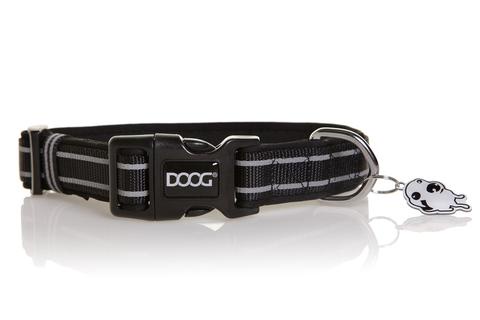 фото Ошейник для собак DOOG Collars Lassie светоотражающий, COLBFL-S, черный, размер S (23-34 см)