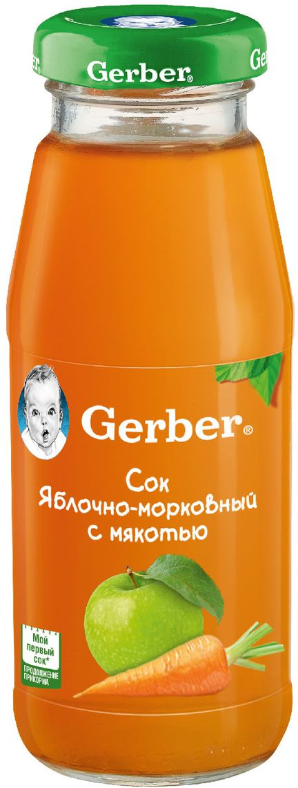 Gerber сок яблочно-морковный с мякотью, 175 мл