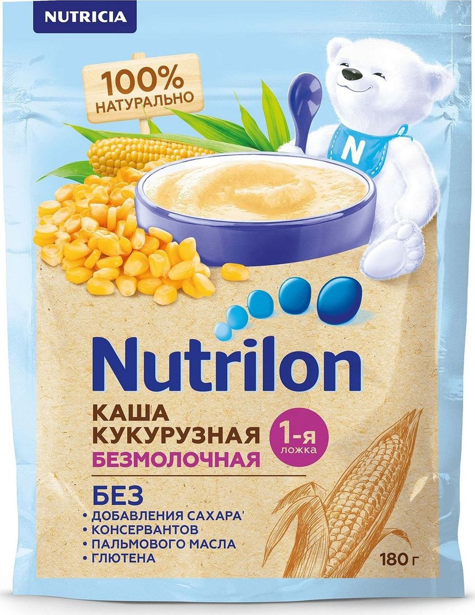 Каша кукурузная детская Nutrilon с 5 месяцев, безмолочная, сухая, 180 г -  купить с доставкой по выгодным ценам в интернет-магазине OZON (147683617)