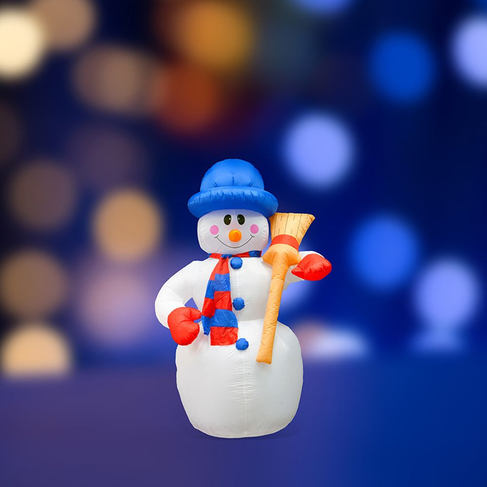 фото 3D фигура надувная Neon-Night "Снеговик с метлой", с подсветкой, высота 120 см