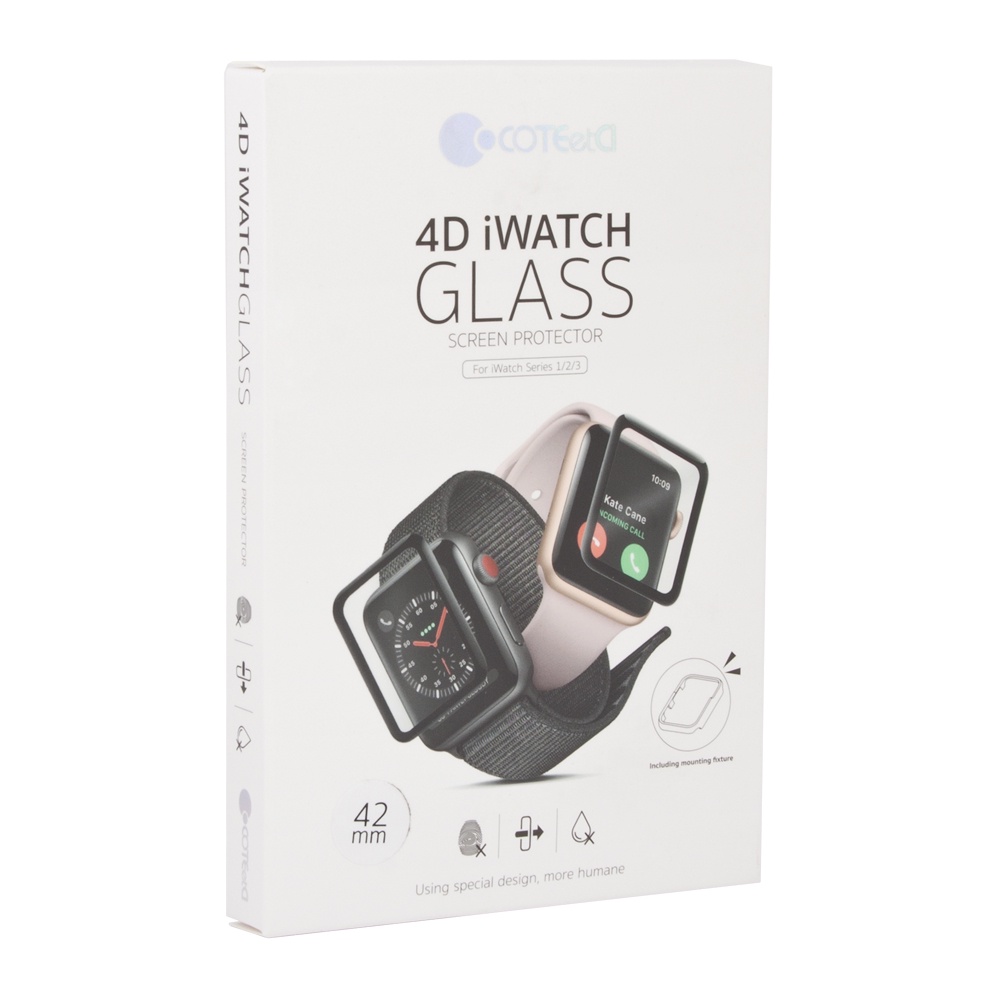 фото Защитное стекло для Apple Watch COTEetCI 4D Steel Film Full Glue Glass 42 мм. (черный)