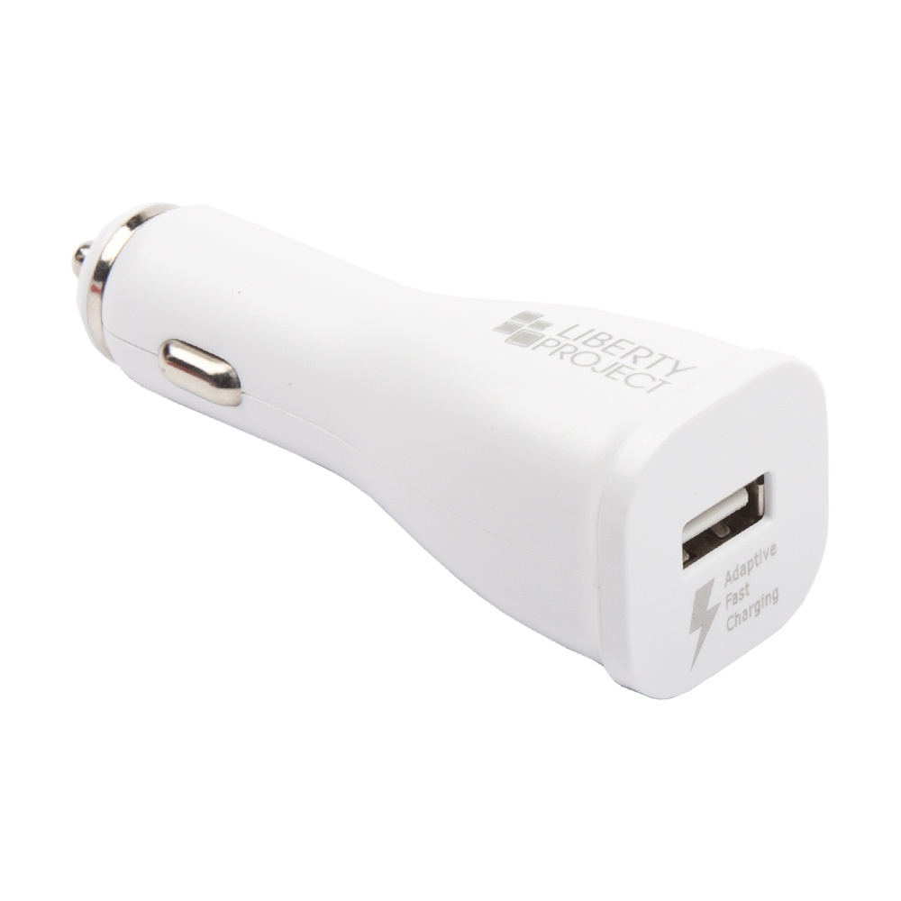 фото Автомобильное зарядное устройство LP Fast Charge, с выходом USB + кабель USB Type-C 9V-1,67A, White Liberty project