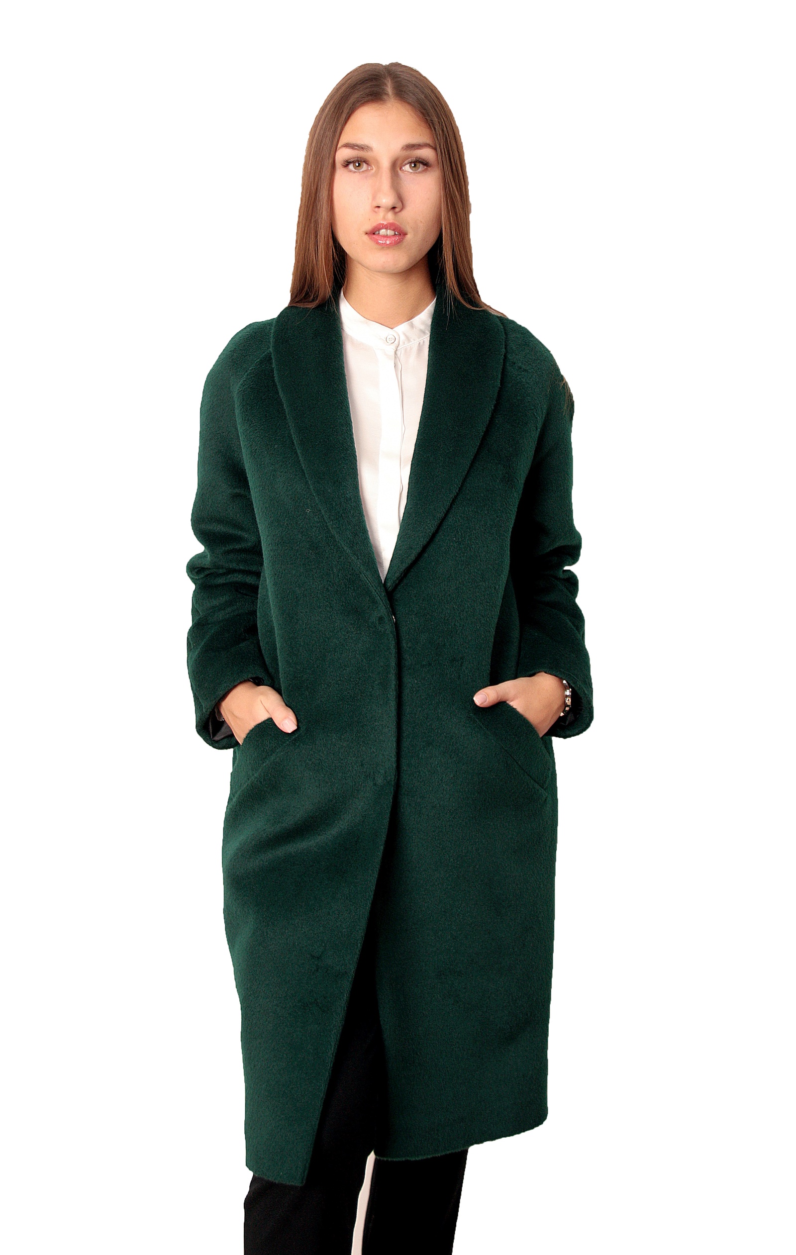 Зелёное пальто женские