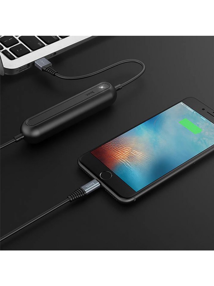 фото Power Bank-кабель Hoco U22 для iPhone 5 1,2 м, 564828, Black