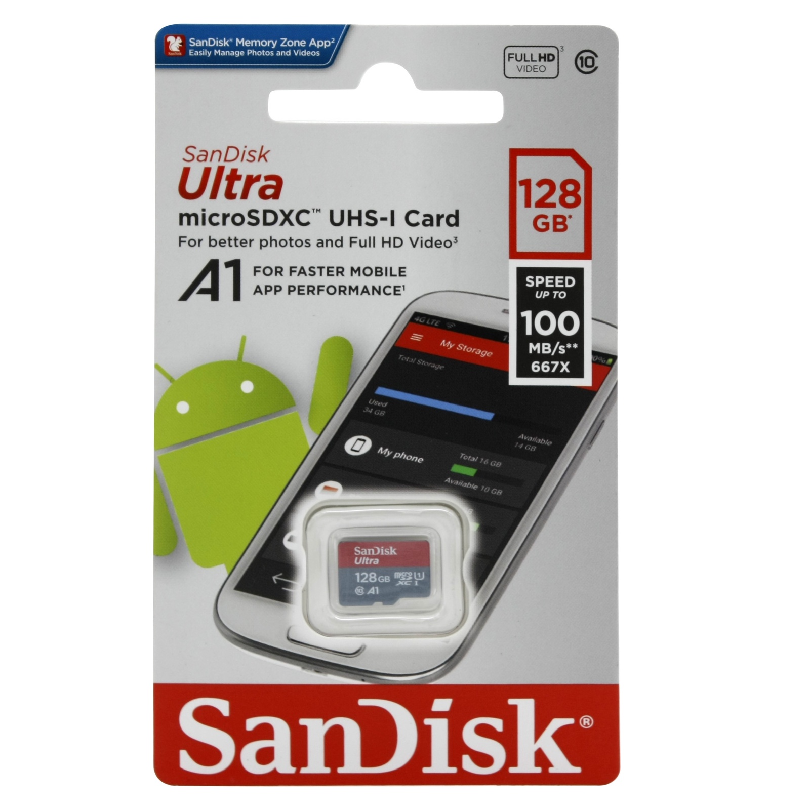 фото Карта памяти SanDisk MicroSD 128GB Class 10 Ultra Android UHS-I (100 Mb/s) без адаптера