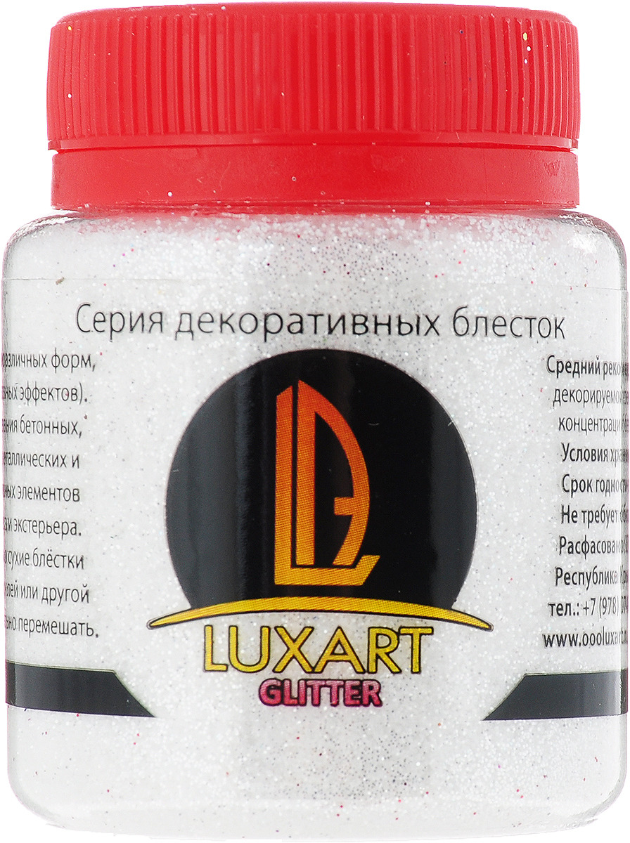 фото Luxart Блестки декоративные LuxGlitter цвет белый 80 мл