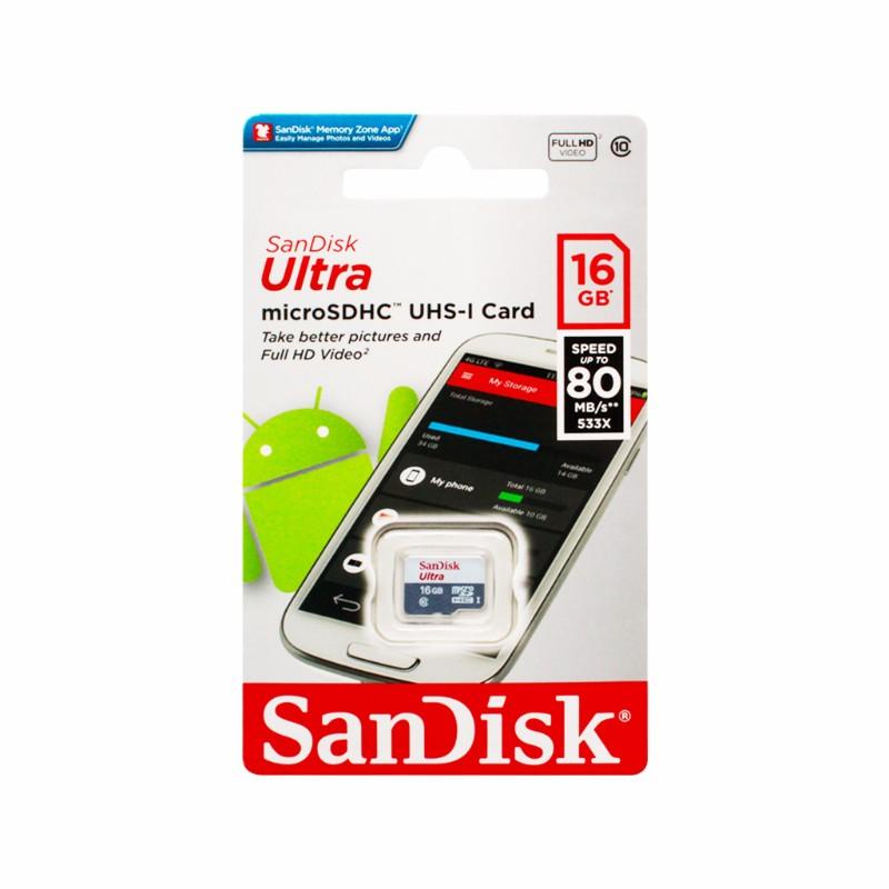 фото Карта памяти SanDisk MicroSD 16GB Class 10 Ultra (80 Mb/s) без адаптера