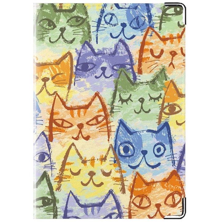 фото Обложка для паспорта TINA BOLOTINA Узор из кошек, PST-179, оранжевый, синий, зеленый
