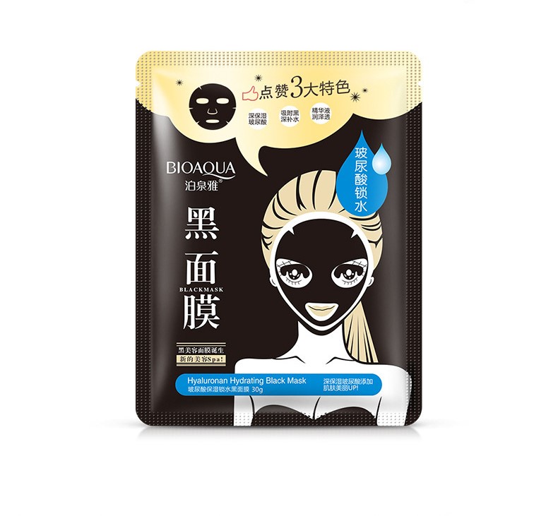 Маска косметическая BIOAQUA черная маска для лица с гиалуроновой кислотой, 30 гр.