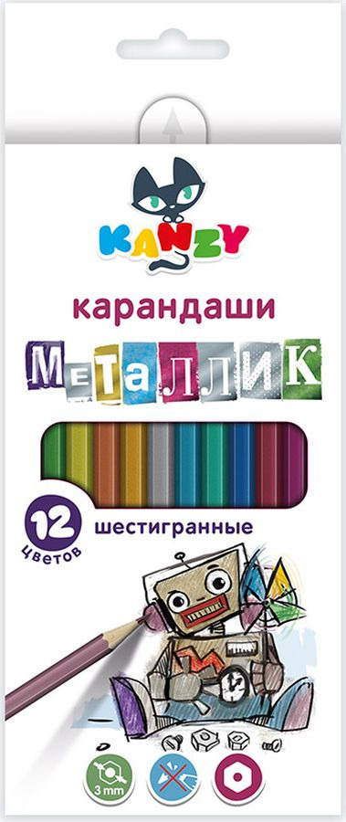 фото Набор цветных карандашей Kanzy MCP-4012 "Веселый робот", 59818445152, 12 цветов