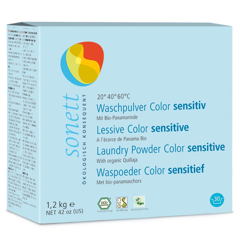 фото Стиральный порошок Sonett для цветных тканей- Sensitive, экологически чистый, органический. Для чувствительной кожи. 1,2кг Sonett eurasia