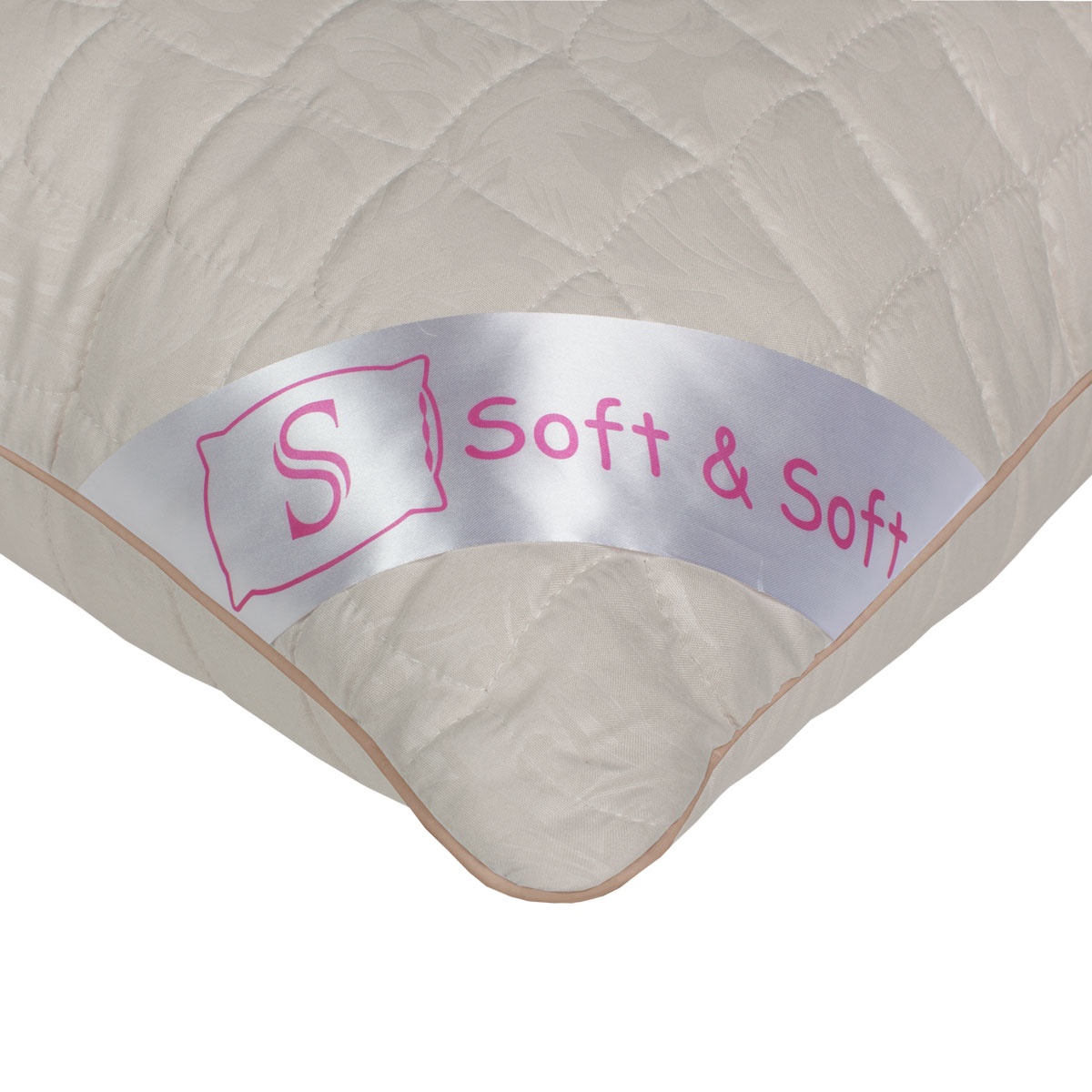 фото Подушка Традиция Soft&Soft "Овечья шерсть", 2173, бежевый, микрофибра с тиснением, 50х70 см Тк традиция