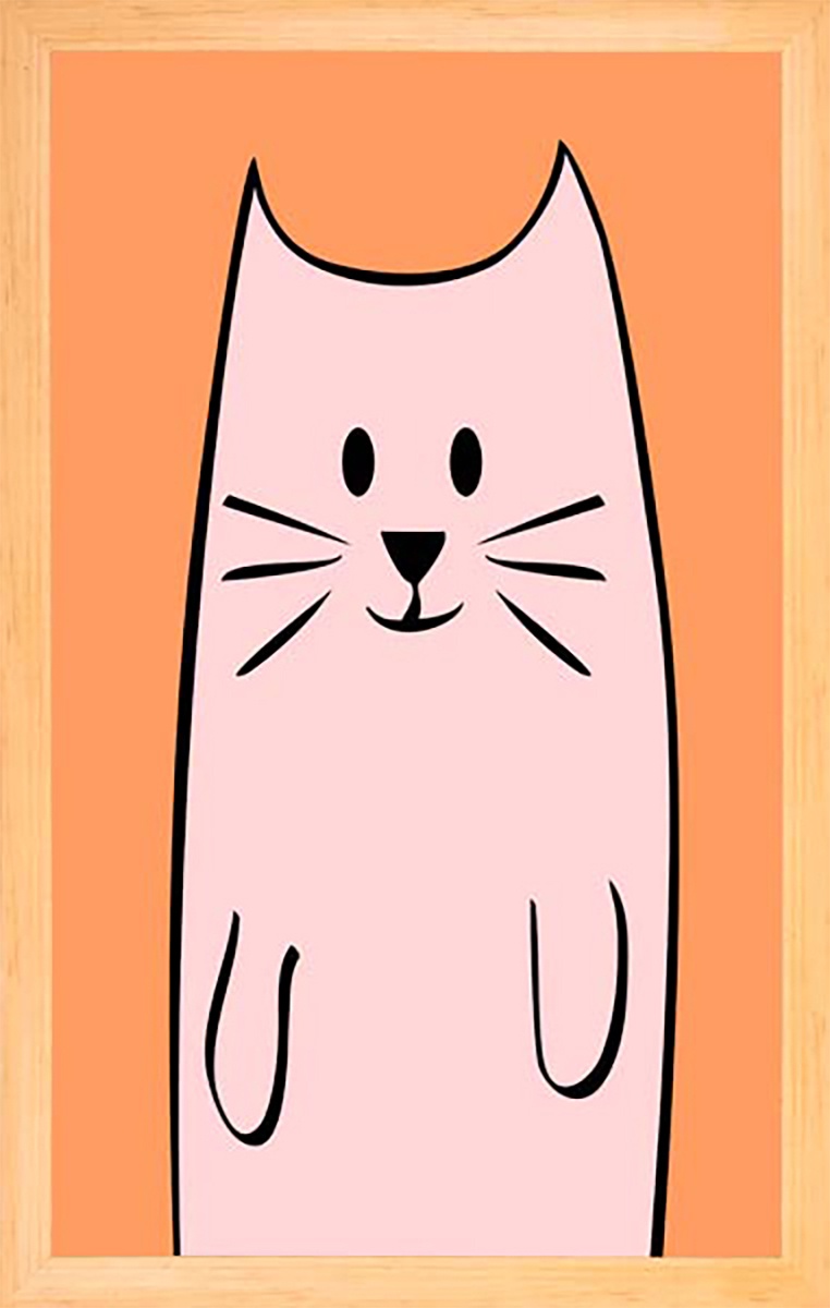 фото Картина в багете Экорамка "Розовый кот", BE-103-120, 30 x 50 см