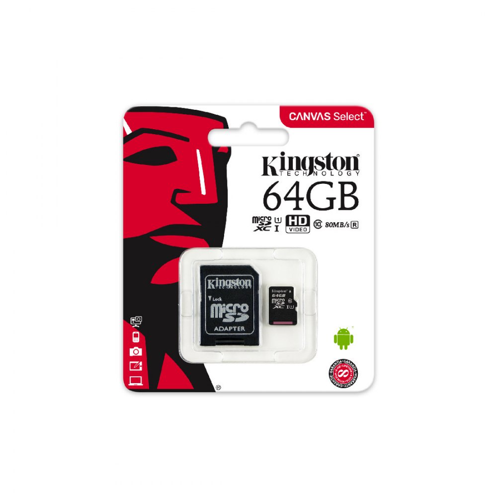 фото Карта памяти Kingston MicroSD 32GB Class 10 Canvas Select UHS-I U1 (80 Mb/s) + SD адаптер