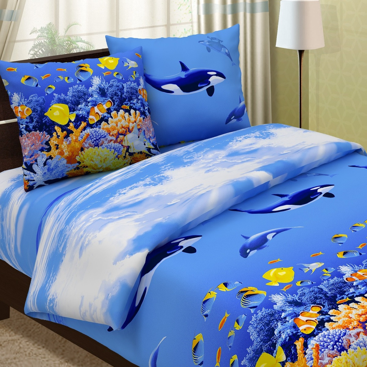 фото Комплект постельного белья Letto, B377-6, евро, наволочки 70х70, голубой Letto home textile