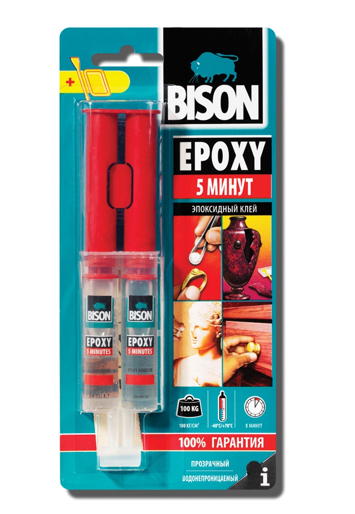 фото Клей BISON Эпоксидный EPOXY 5 MIN CRD 24ML, 6307223