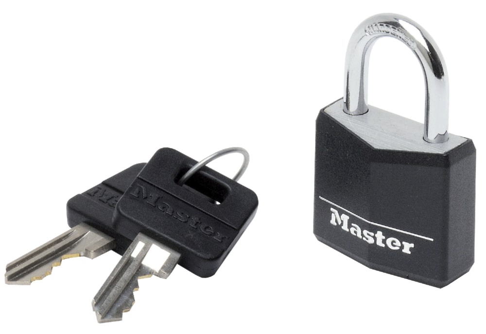 фото Замок MasterLock навесной A5/B18/C14/W30 алюм+чер.винил/зак.ст 2 4п 2к, 9130EURDBLK