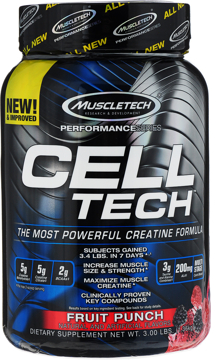 фото Креатиновый комплекс MuscleTech "Cell Tech 3 lb", пунш, 1,36 кг