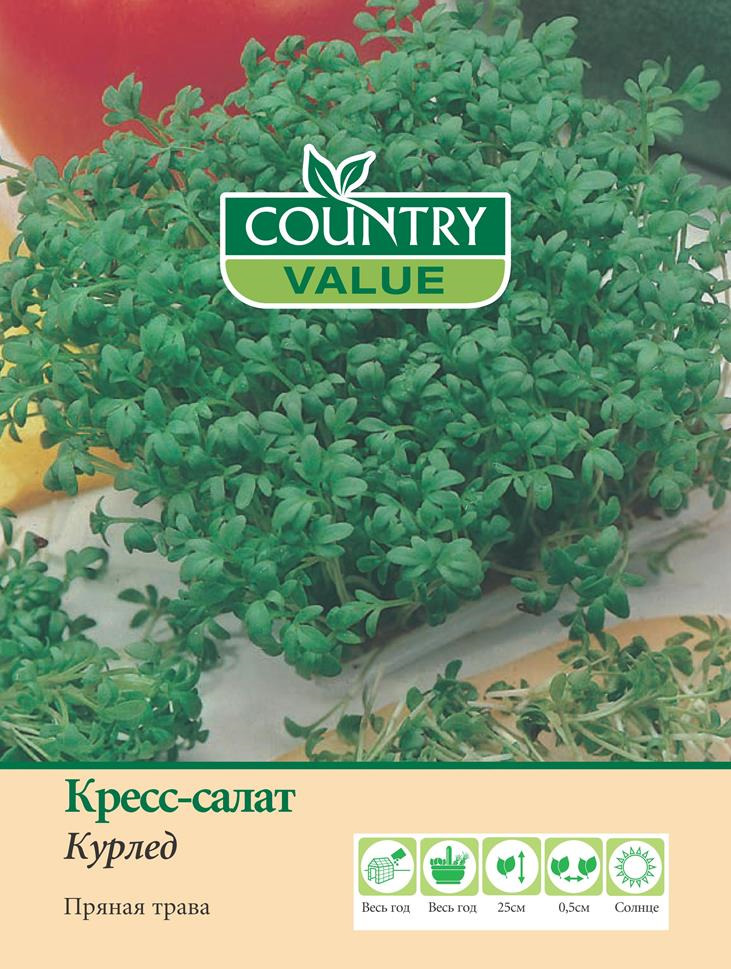 фото Семена Country Value "Кресс-салат Курлед", 20261, 1500 шт