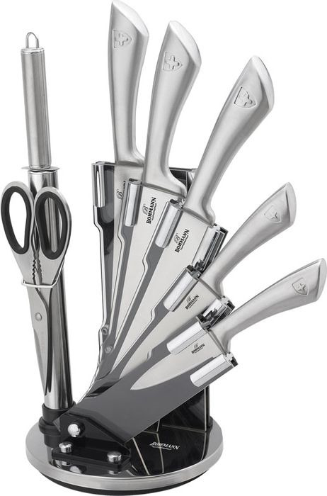 Набор ножей из нержавеющей стали Bohmann, на подставке, цвет: серебристый, 8 предметов. 5273BH