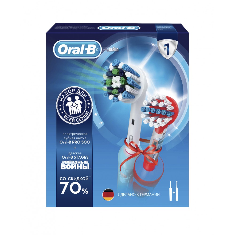 Набор электрических зубных щеток Oral-B Family Pack (Professional Care 500 + StarWars), 81681803, белый, красный Набор электрических зубных щеток Oral-B Family Pack (Professional Care 500 + StarWars), 81681803, белый, красный