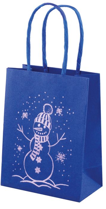 фото Пакет подарочный Феникс+ "Снеговик", 45557/12, синий, 11 х 6 х 14 см
