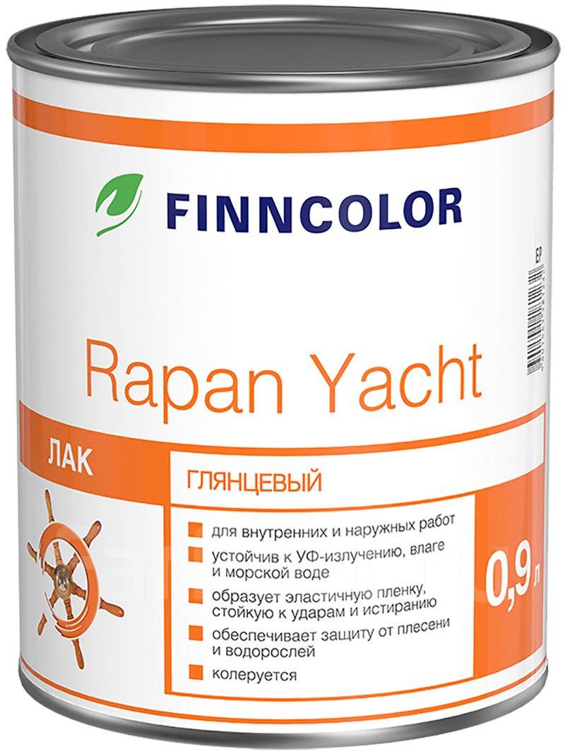 фото Лак Finncolor алкидно-уретановый RAPAN YACHT EP гл 0,9л, 700007822