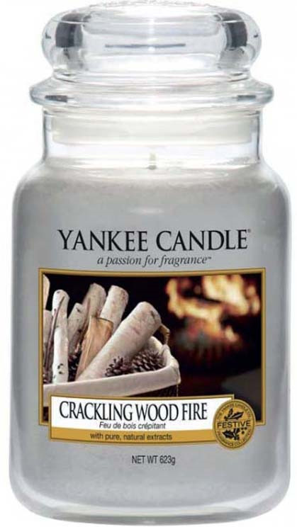 фото Свеча ароматизированная Yankee Candle Crackling Wood Fire "Треск дерева в камине", большая, в стеклянной банке, бежевый, 1556292E, 623 г