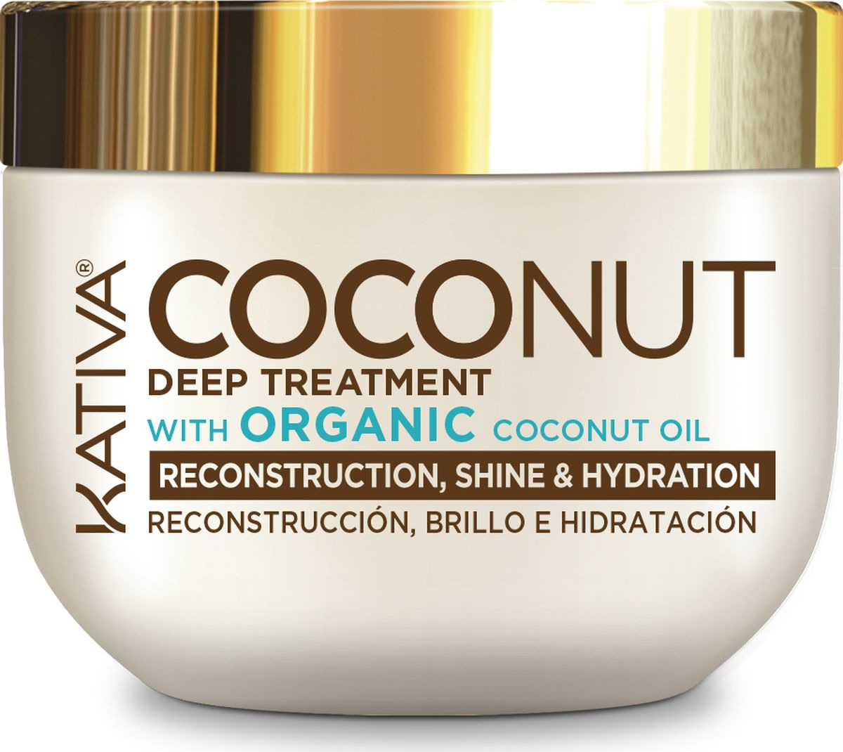 фото Маска Kativa Coconut, восстанавливающая, с органическим кокосовым маслом, для поврежденных волос, 250 мл