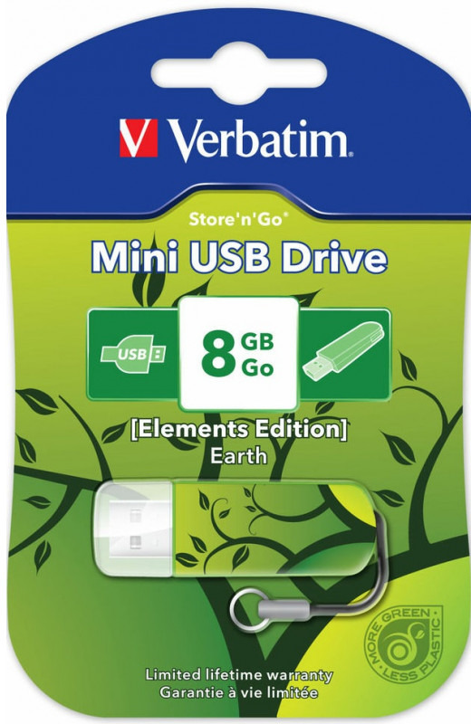 фото USB-накопитель Verbatim Store 'n' Go Mini Elements Earth 8GB, 98160, green